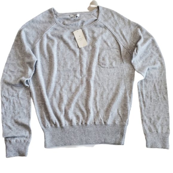 I Love H81 Girl's Chest Pocket Knit Sweater, Light Grey, L - Picture 1 of 8